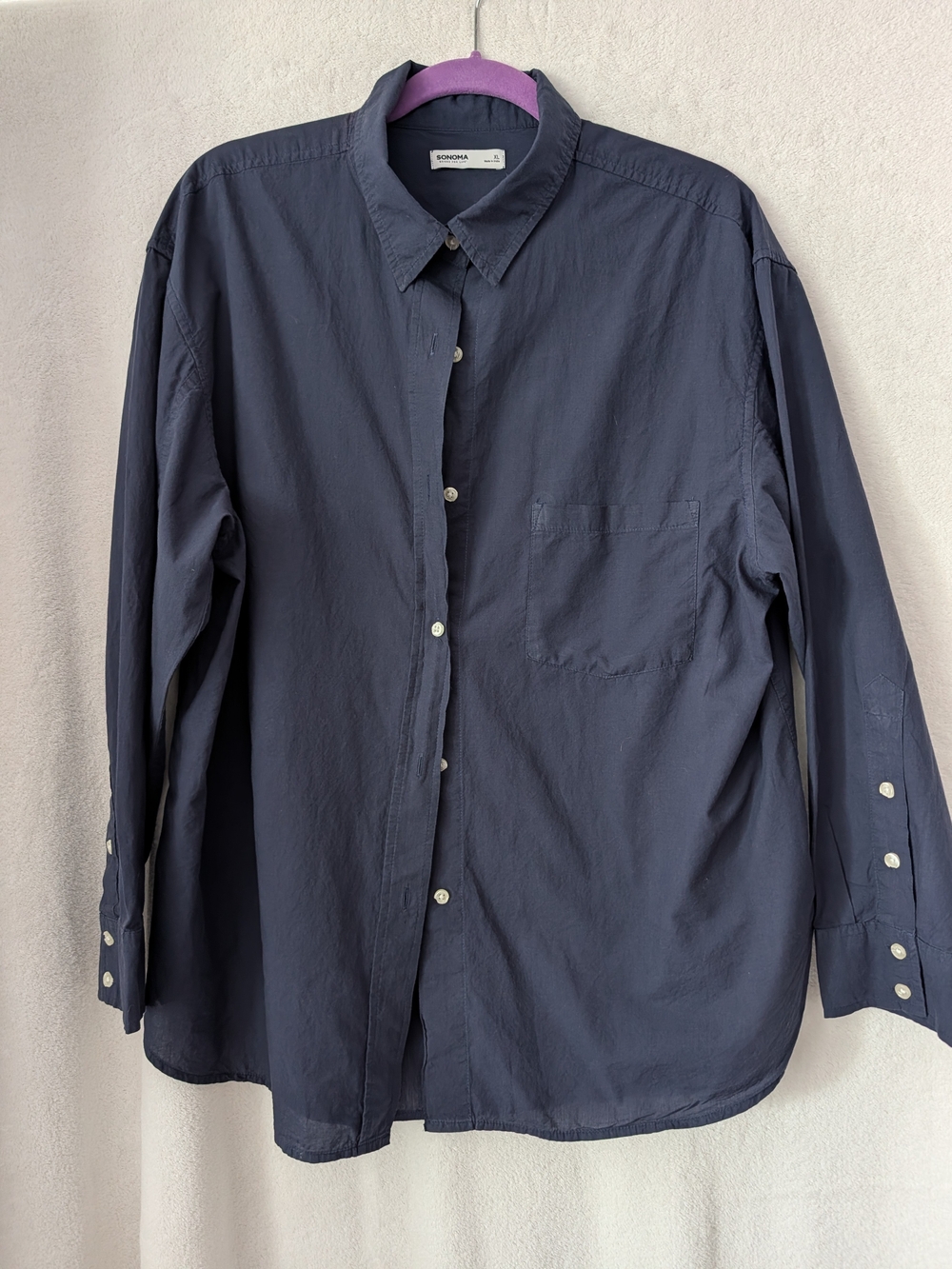 Sonoma Navy Button-Down Long Sleeve Shirt